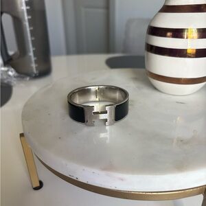 Hermes Clic Clac H Bracelet Authentic Black and Silver